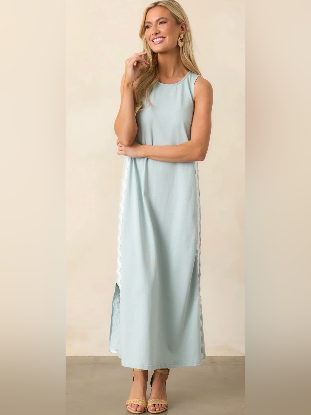 Prosperina Ancient Waters Cotton Maxi, Ric Rac Sides Nwt $136